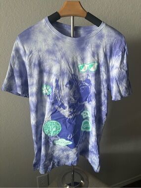 Raising Cane’s Crew Tie Dye T Shirt Purple Labrador Mascot Print Cotton Small